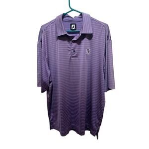 FootJoy Golf Polo Shirt Men's Purple Striped Pinecrest Country Club sz Large